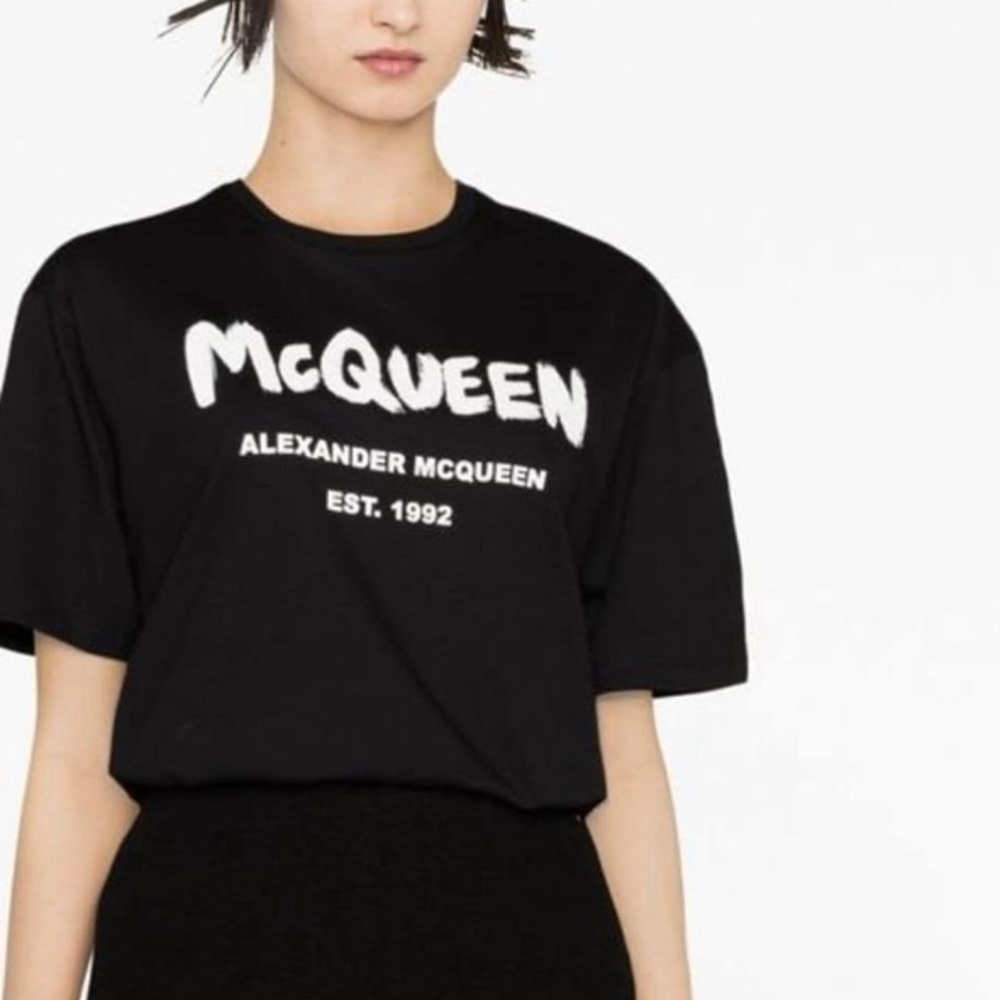 $420 NWT Alexander Mcqueen Logo Print Cotton T-Shirt Size 40 US S